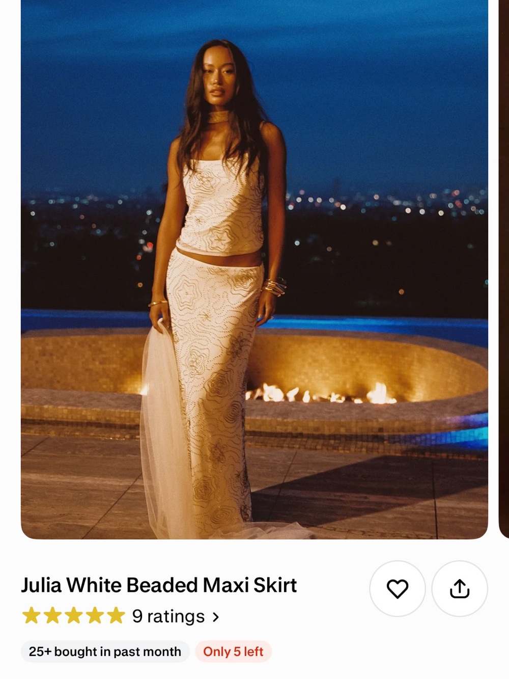 12th Tribe White Beaded Maxi Skirt Set